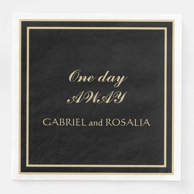 Simple Black and Gold Typography  Rehearsal Dinner Napkin (Front)