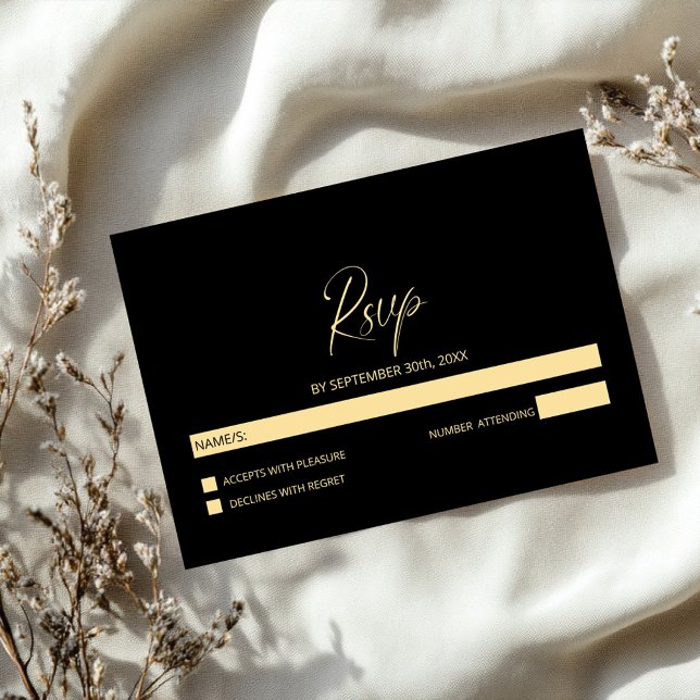 Simple Black and Gold Wedding RSVP (Creator Uploaded)
