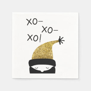 Simple black and gold xoxo winter cap pompom napkin