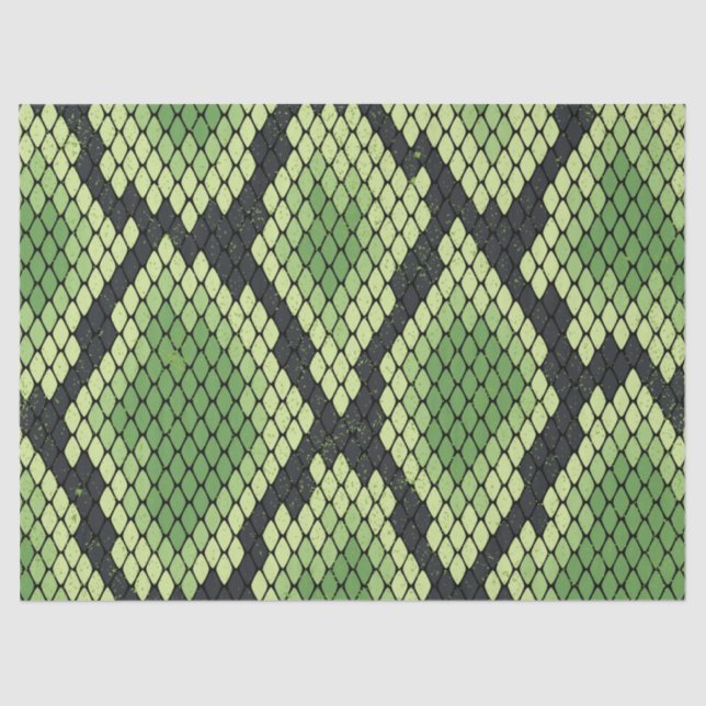 simple black and green snake scale pattern tissue paper (Front)