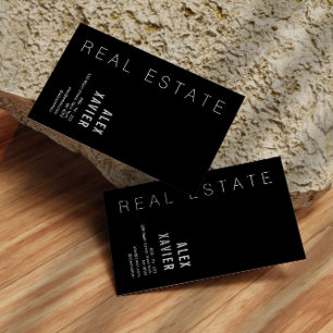 simple black and grey real estate business card