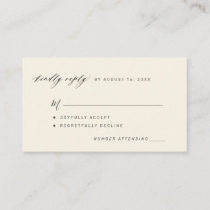 Simple black and ivory kindly replay wedding RSVP Enclosure Card