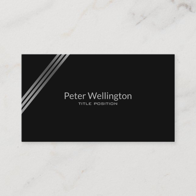 Simple Black And Silver Business Card (Front)