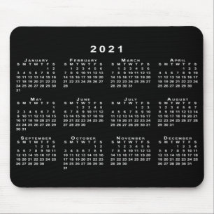 Simple Black and White 2021 Calendar Mouse Mat