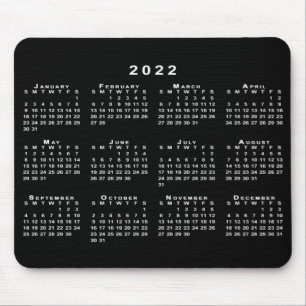 Simple Black and White 2022 Calendar Mouse Pad