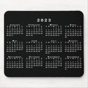 Simple Black and White 2023 Calendar Mouse Mat