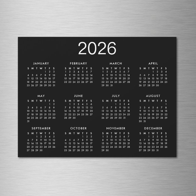 Simple Black And White 2024 Calendar Magnet (Creator Uploaded)