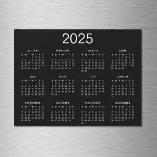 Simple Black And White 2025 Calendar