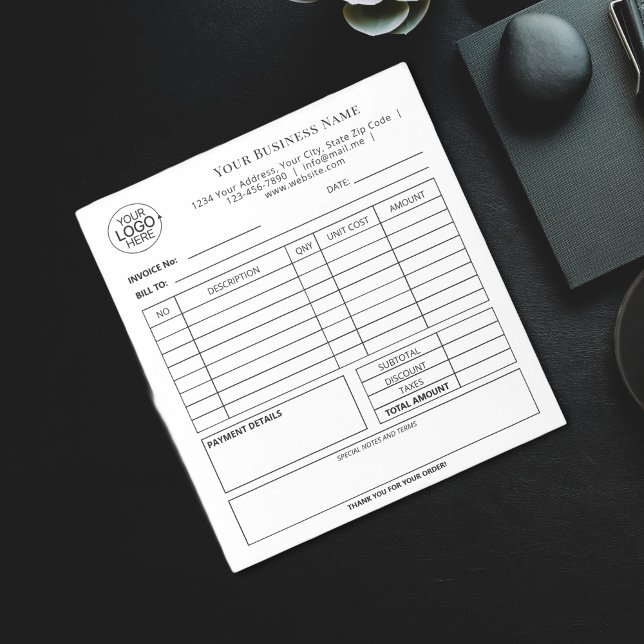 Simple Black and White Add Your Logo Invoice  Notepad (Simple Black and White Add Your Logo Invoice Notepad)