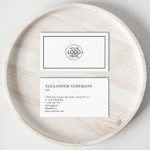 Simple Black and White Add Your Logo Minimal Business Card