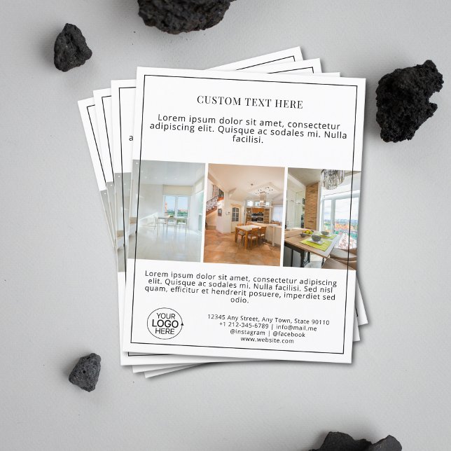 Simple Black and White Add Your Logo Photo Collage Flyer (Simple Black and White Add Your Logo Photo Collage Flyer)