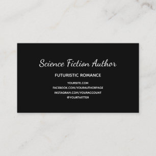 Simple Black and White Author Business Card