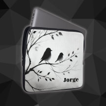 Simple Black and White Birds Perching in Trees | 