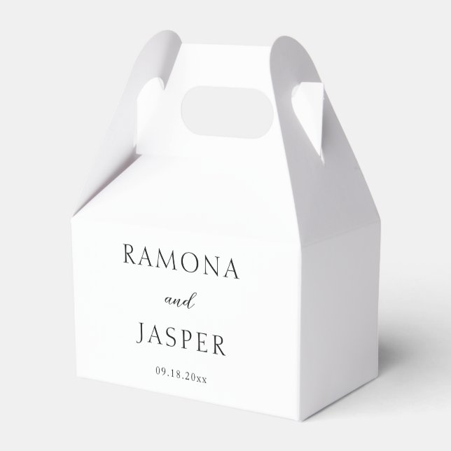 Simple Black and White Bold Modern Wedding Favour Box (Front Side)