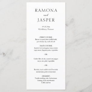 Simple Black and White Bold Modern Wedding Menu