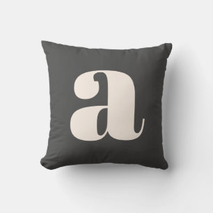 Simple Black and White Bold Retro Monogram Initial Cushion