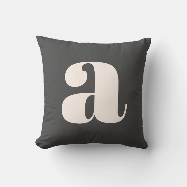 Simple Black and White Bold Retro Monogram Initial Cushion (Front)