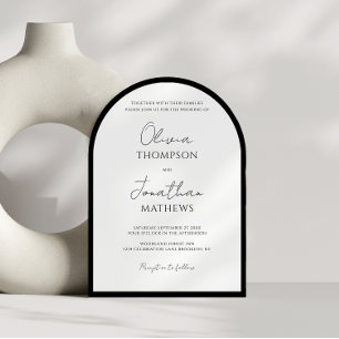 Simple Black and White Border Script Wedding Arch Invitation