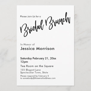 Simple Black and White Bridal Brunch Typography Invitation