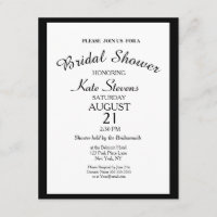 Simple Black and white Bridal Shower Card