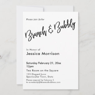 Simple Black and White Brunch & Bubbly Typography Invitation