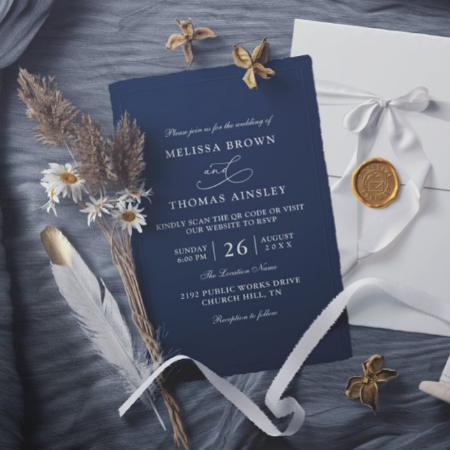 Simple Black and White Budget QR Code Wedding Invitation (Creator Uploaded)