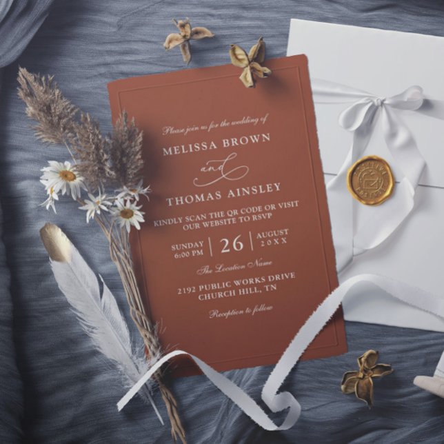 Simple Black and White Budget QR Code Wedding Invitation (Creator Uploaded)