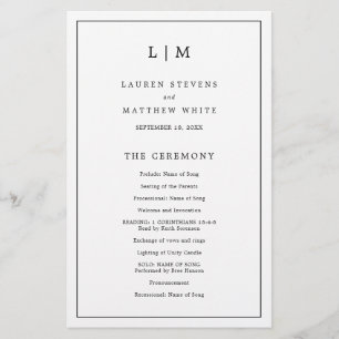 Simple Black and White Budget Wedding Program Flyer