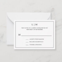 Simple Black and White Budget Wedding RSVP