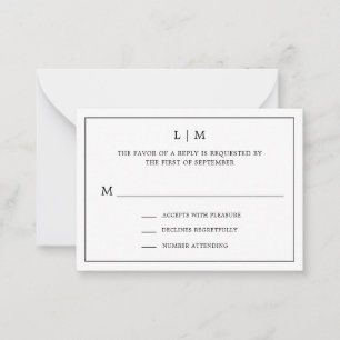 Simple Black and White Budget Wedding RSVP Card