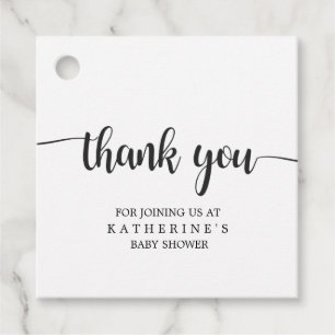 Simple Black and White Buffalo Plaid Thank You Favour Tags