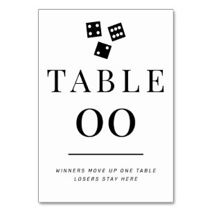 Simple Black and White Bunco ANY Table Number