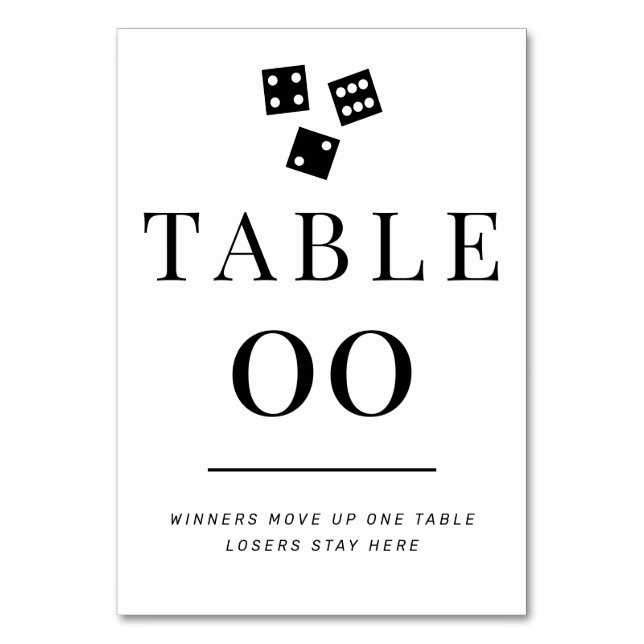 Simple Black and White Bunco ANY Table Number (Back)