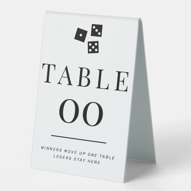 Simple Black and White Bunco ANY Table Number (Front)