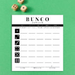 Simple Black and White Bunco Score Card Notepad<br><div class="desc">Tear off as many score cards as needed from this notepad and streamline your Bunco game with these ready to go and easy to use tear off scoring sheets and each player can easily keep track of their wins and losses as well as tallying buncos and little buncos for up...</div>