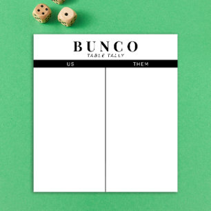 Simple Black and White Bunco Table Tally Notepad