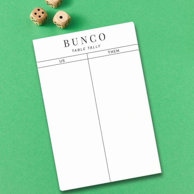 Simple Black and White Bunco Table Tally Post-it Notes (Creator Uploaded)