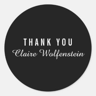 Simple Black and White Business Thank You Classic Round Sticker