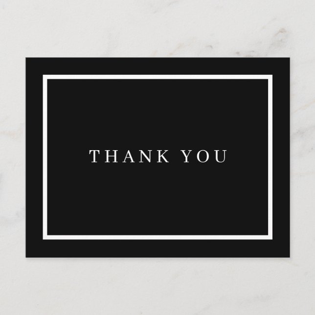 Simple Black and White Business Thank You Postcard (Front)