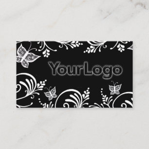 Simple Black and White Butterfly Minimalist Logo  Business Card