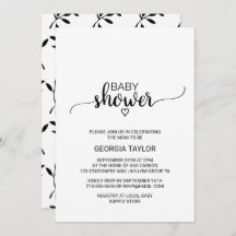 Simple Black and White Calligraphy Baby Shower