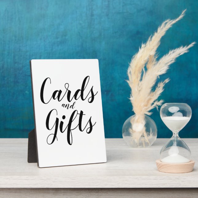 Simple Black and White Calligraphy Cards Gift Sign Plaque (Side)