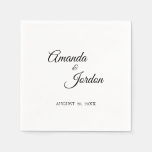 Simple Black and White Calligraphy Cocktail Napkin