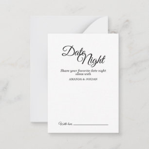 Simple Black and White Calligraphy Date Night Advice Card