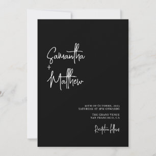 Simple Black and White Calligraphy Moody Wedding Invitation