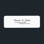 Simple Black and White Calligraphy Return Address<br><div class="desc">This simple black and white calligraphy return address label brings an elegant luxury but modern feel to both a minimalist and more traditional or formal wedding or event. The casual calligraphy allows for an antique feel, while the classy neutral design can be combined with any unique aspects of your celebration....</div>