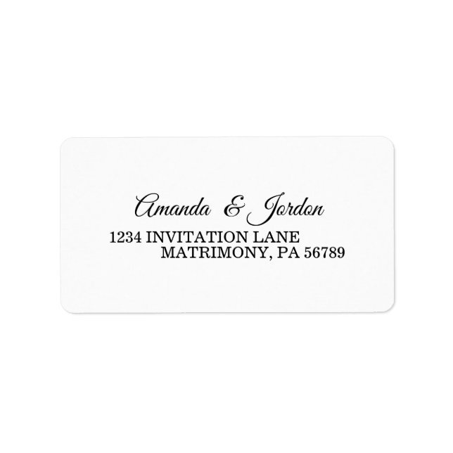 Simple Black and White Calligraphy RSVP Address Label (Front)