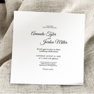 Simple Black and White Calligraphy Square Wedding Invitation