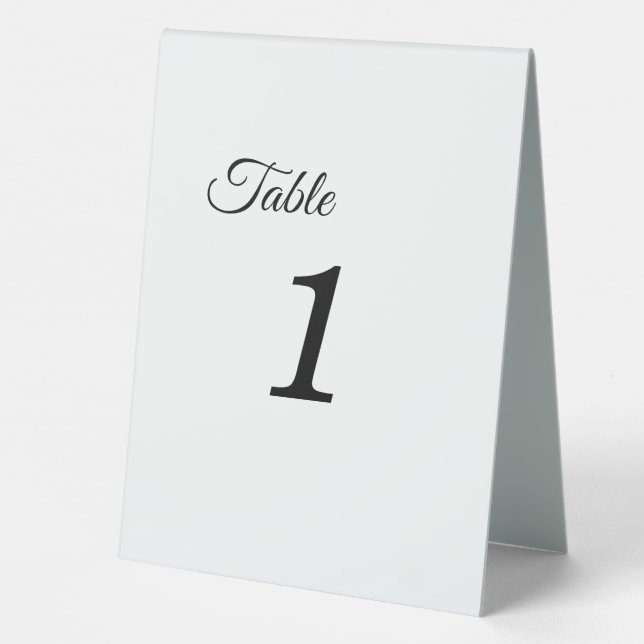 Simple Black and White Calligraphy Table Number (Back)