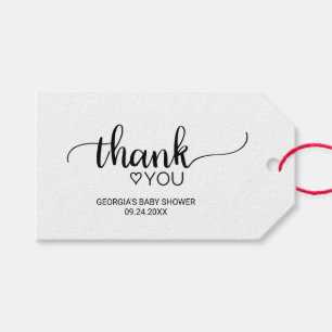 Simple Black and White Calligraphy Thank You Gift Tags
